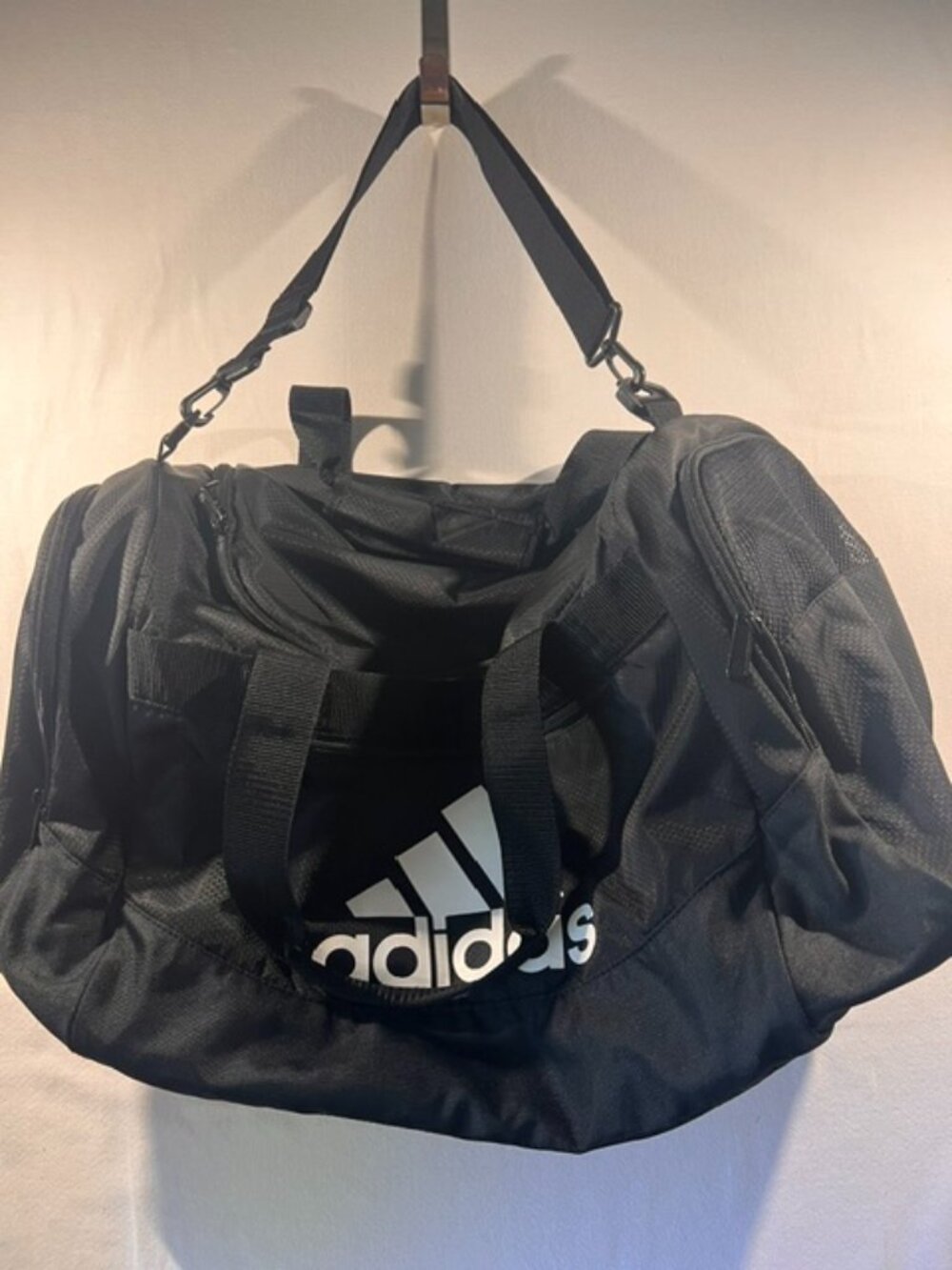 Adidas Defender IV Duffel Bag Black/White app. 23x13x9" - Excellent Like New Med